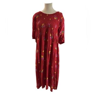 Vintage Floral Red Dress